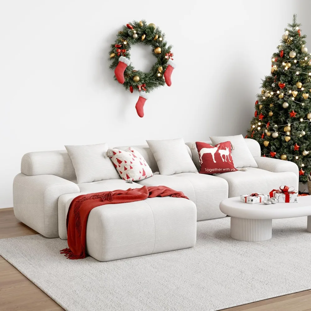 

118" L-Shaped Modular Sectional Sofa Couch for Living Room, Oversized Modern 3-Seater Couches with Deep Seat, Movable Ot