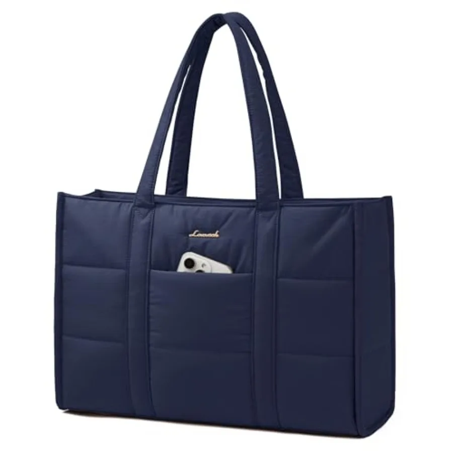 

Laptop Bag for Women Puffer Tote Bag for Work Large Computer Briefcase for Teacher Nurse Quilted Lightweight Casual Shoulder Ba