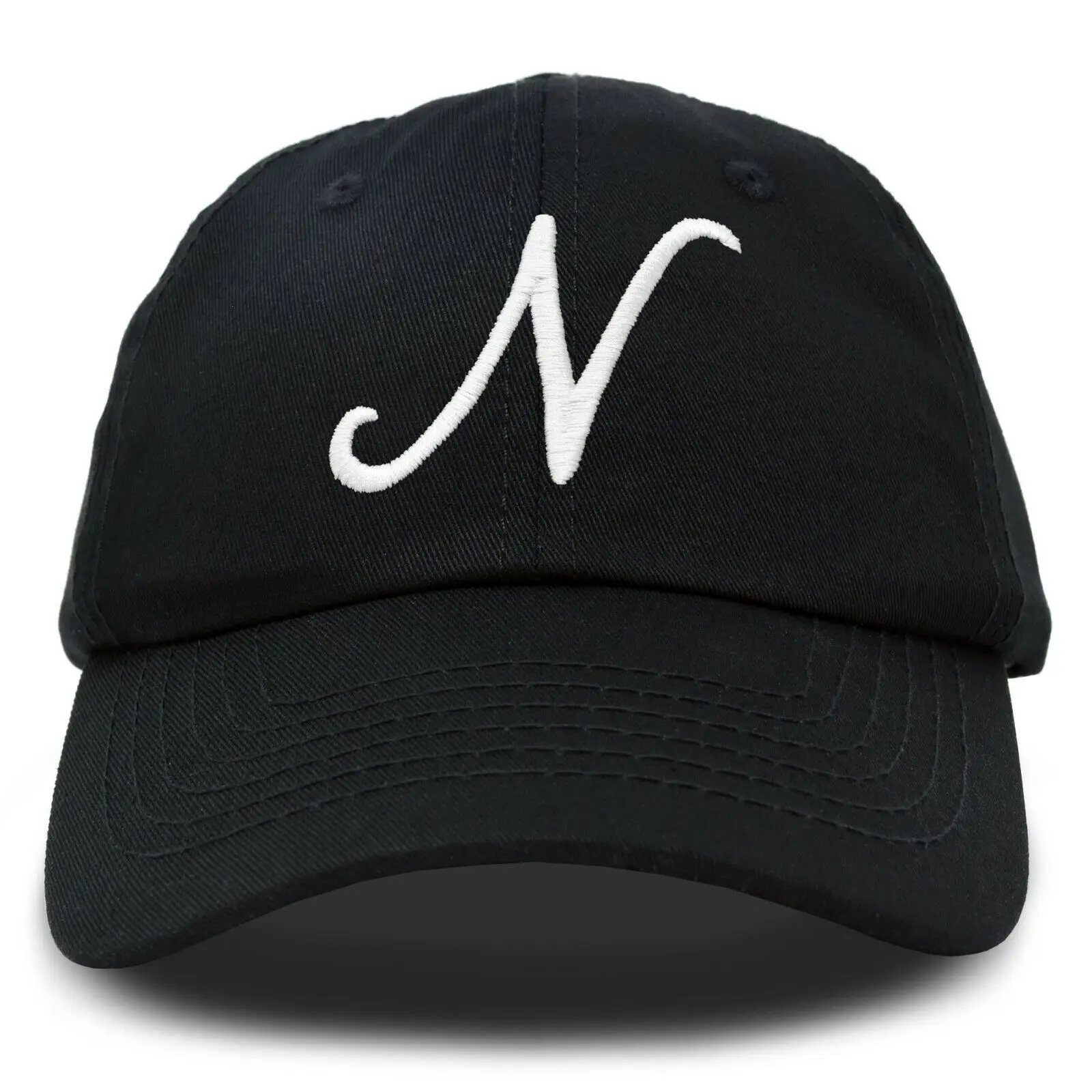 Initial Hat Letter N Womens Baseball Cap Monogram Cursive Embroider