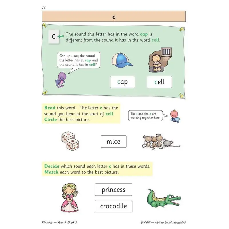 KS1 English Year 1 Phonics Targeted Practice Book  Book 2 CGP Books Coordination Group Publications 9781789080179 Book