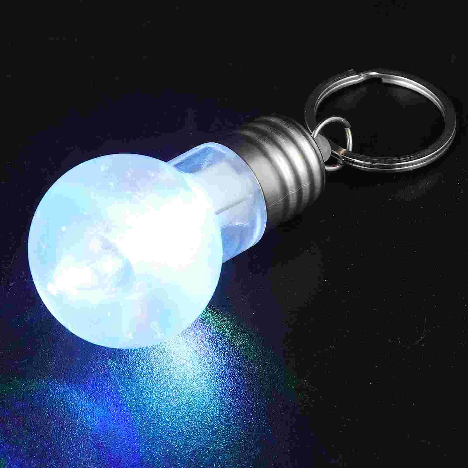 Senter LED Mini rantai kunci lampu Led berubah warna lampu bohlam Mini gantungan kunci