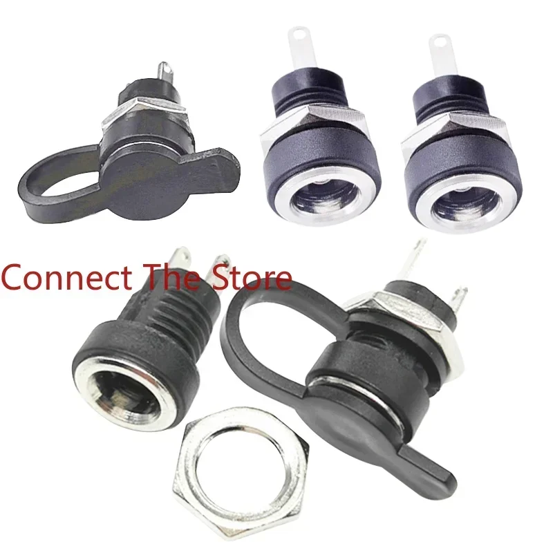 10PCS Supply DC Power  DC5525 Female DC022 5525  Switch With Waterproof Cap DC5.5*2.5 .