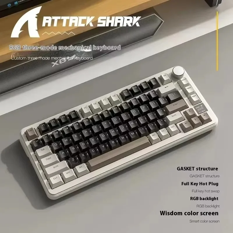 لوحة مفاتيح ميكانيكية Attack Shark X85 Pro ثلاثية الوضع لاسلكية تعمل بالبلوتوث مخصصة قابلة للتبديل السريع مع شاشة عرض لألعاب الرياضات الإلكترونية #5