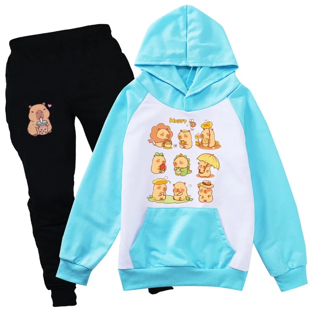 

Sudadera Capybara Hoodie Kids Cartoon Capivara Clothes Set Baby Girls Hooded Sweatshirt Pants 2pcs Sets Boys Pullover Tracksuits