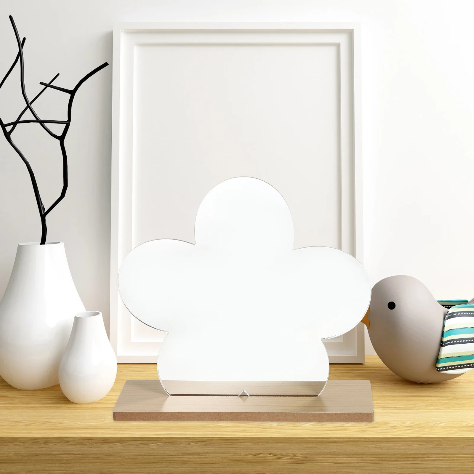 

Unique Travel Mirror Household Desktop Make up Portable Tabletop Adornment Bedroom Flower Shape for Women