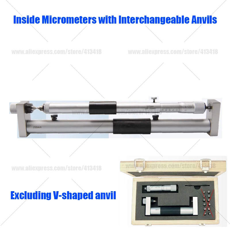 

XIBEI Inside Micrometers with Interchangeable Anvils 75-100mm 100-125mm Used for British thread measurement
