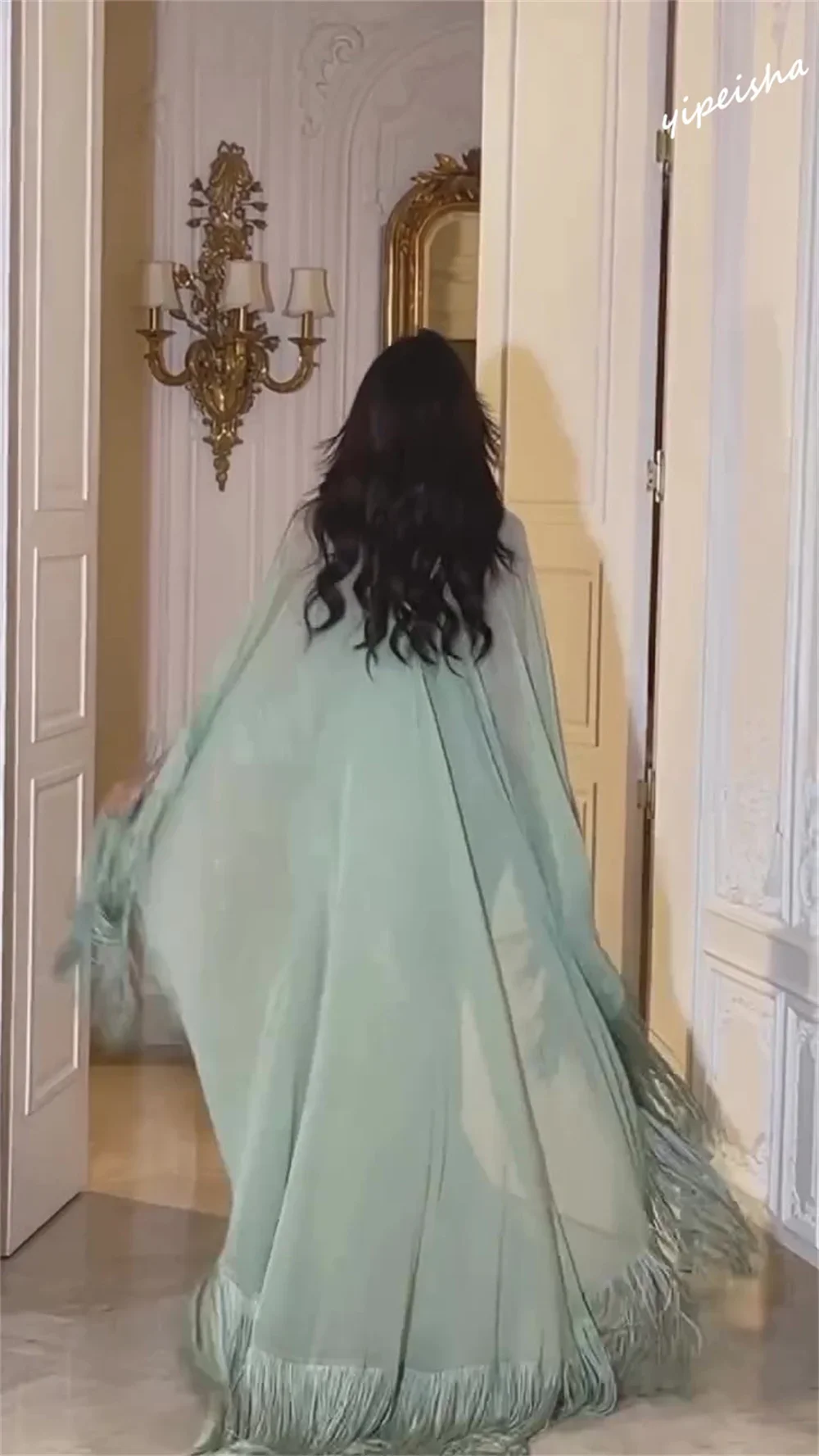 Yipeisha Prom Dress Prachtige Hoge Kraag Zeemeermin Vloerlengte Jurken Kwastje Chiffon Op Maat