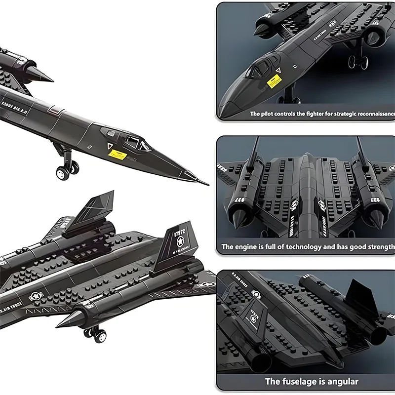 Vliegtuigen Bouwstenen Militaire Technische Star-Gevechtsvliegtuigen SR71 Blackbird Stealth Supersonische US Fighter Model Baksteen Speelgoed