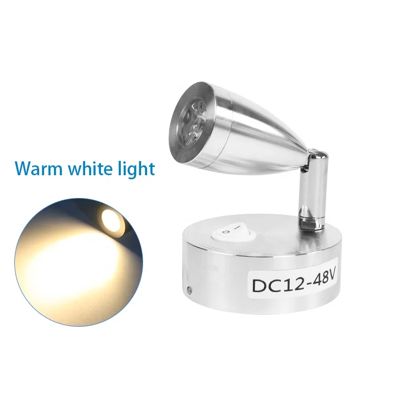 12V Warm White LED Bedside Reading Light Pushbutton Switches Dimming Motorhome Camper Indoor Interior Car