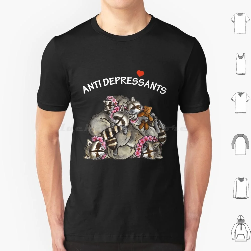 Antidepressant Raccoon New T Shirt Cotton Men Women Diy Print Cat Kitten Possum Skunk Raccoon Retro 80S Animals Pets Cute