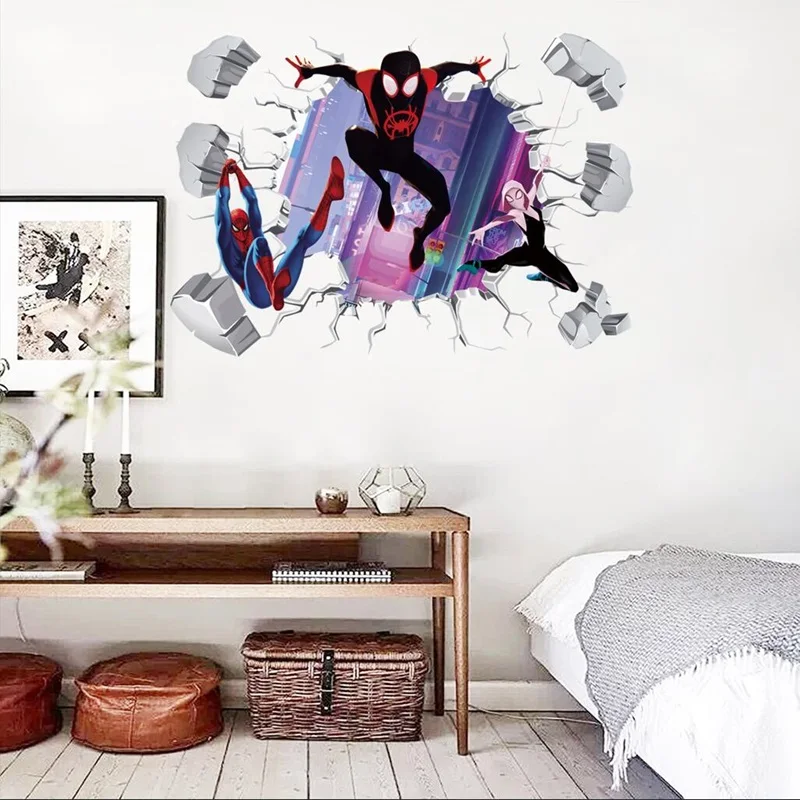 3DAvengers  Broken Wall Marvel Wall Stickers For Kids Room Living Room Wall Decoration SuperHero Movie Poster Gifts For Boys