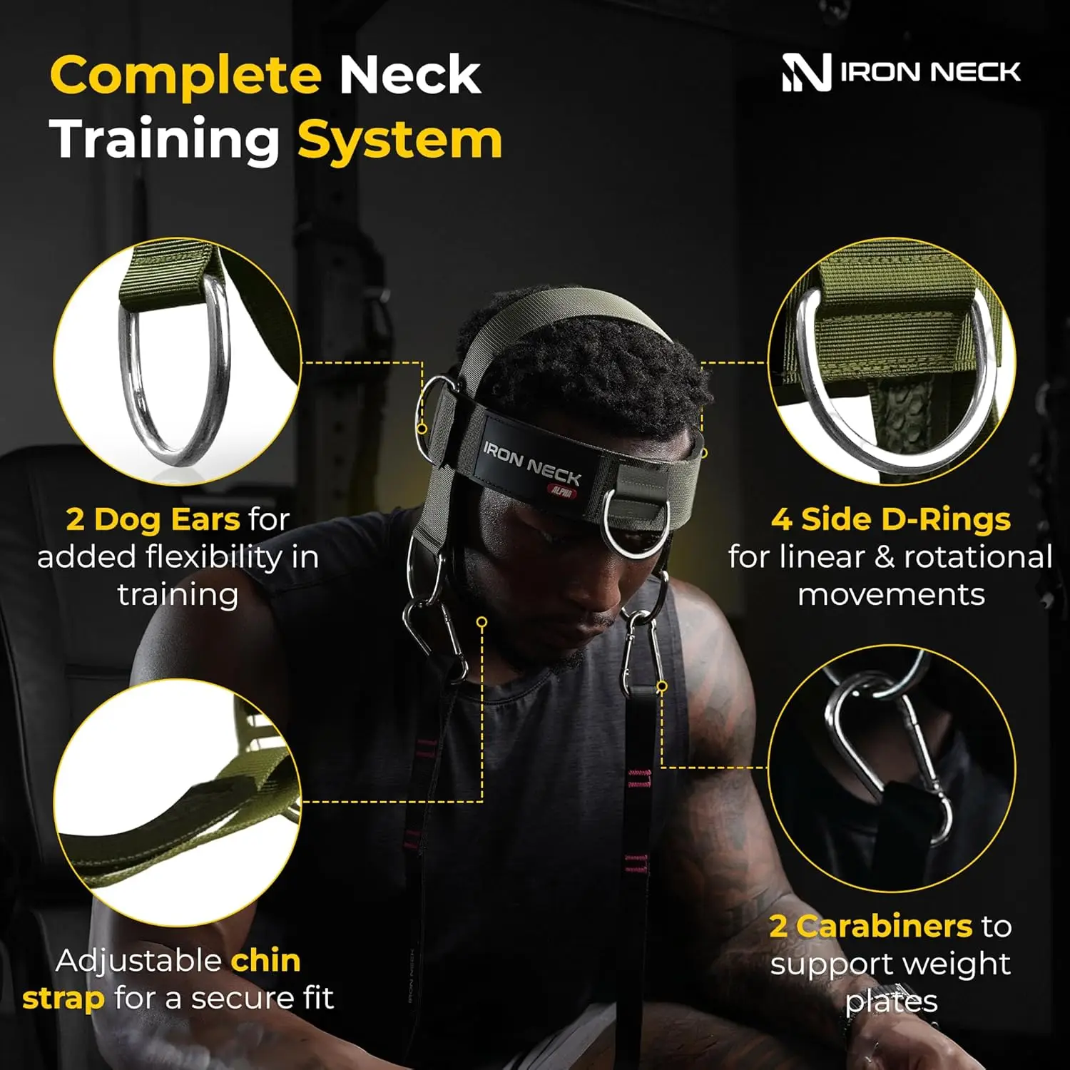 Weightlifting, Nylon Iron Neck Harness, Portable with Adjustable Straps for Pain Relief and Posture Correction