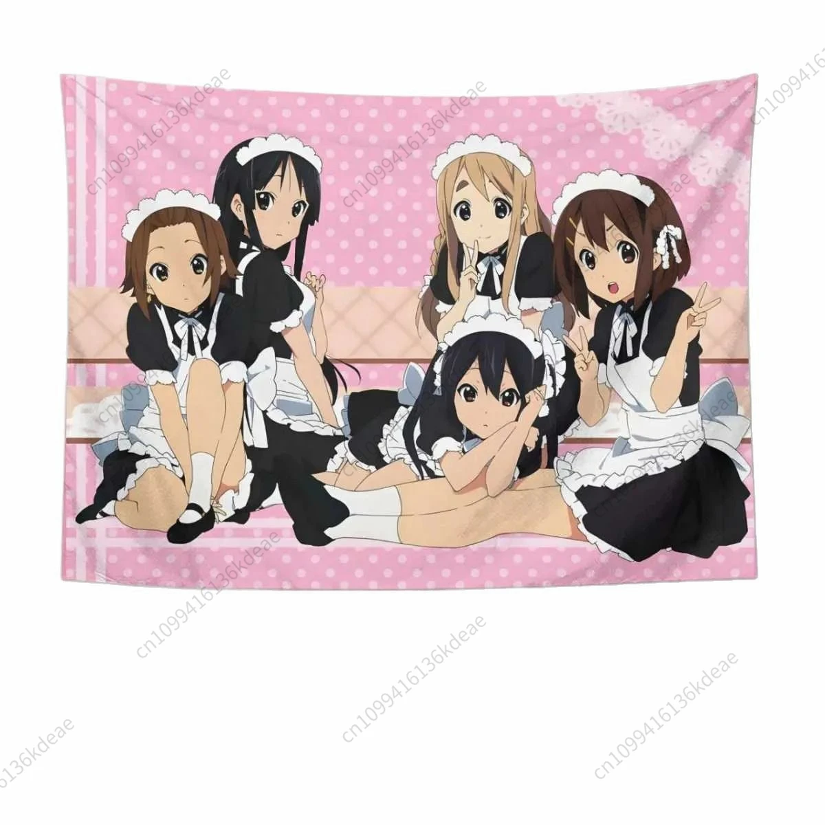 

Creative New Design Anime Maid Girl Tapestry Pink Polka Dot Aesthetic Backdrop Cloth Kawaii Wall Tapestries Flags Wall Art Decor