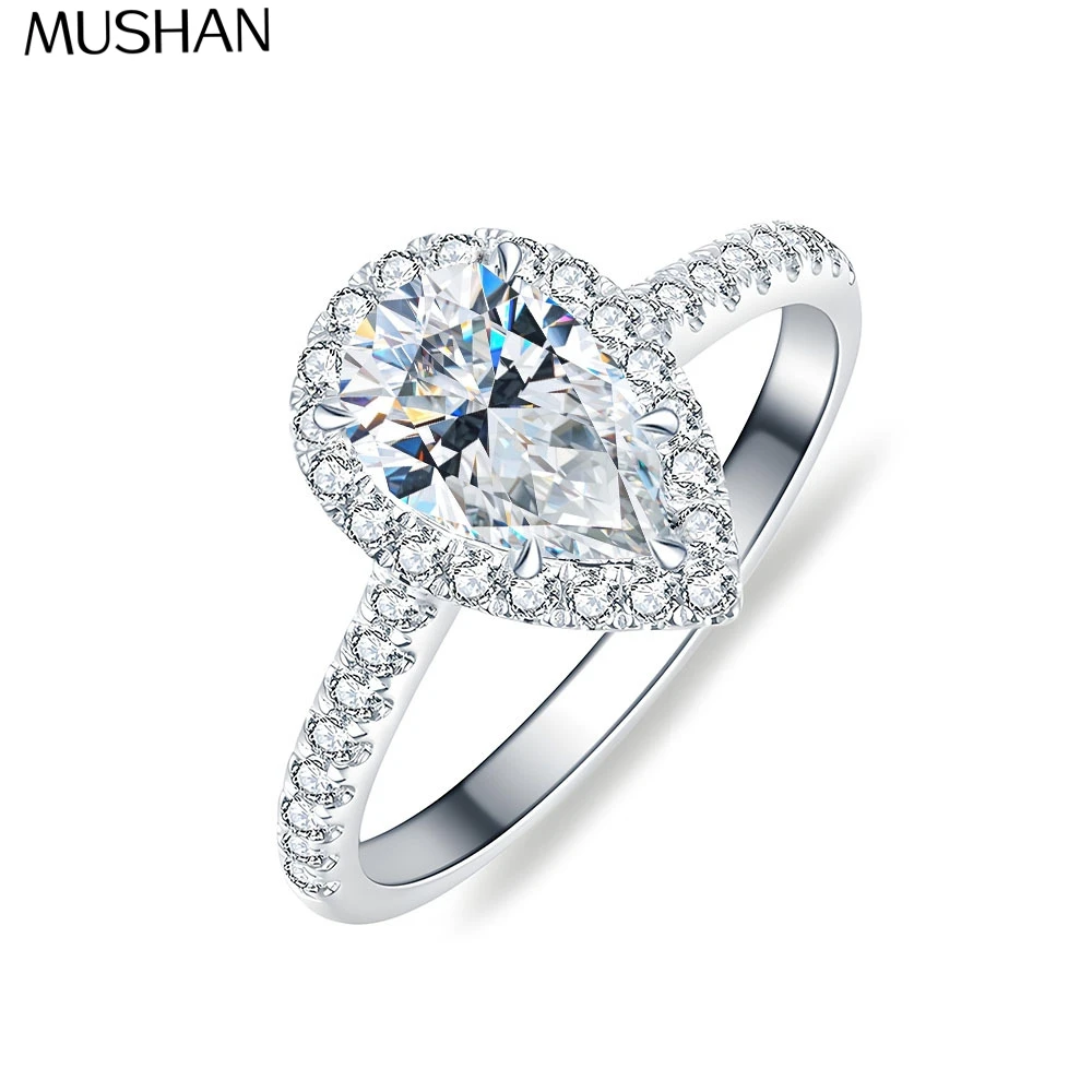 

MUSHAN Luxury Jewelry 925 Sterling Silver Ring D Color Moissanite Anniversary Ring for Ladies 18K Gold Plated MST Patent Rings