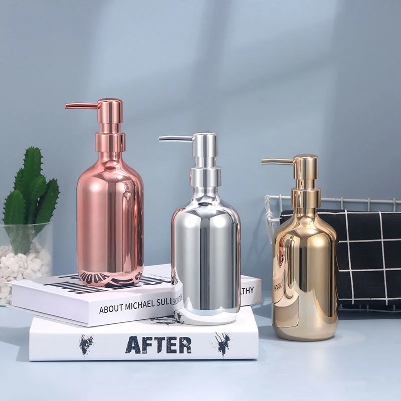 

Electroplating Shampoo Bottle, PET Press Type Lotion Empty Bottle, Bathroom Shower Gel, Large-Capacity Soap Dispenser,