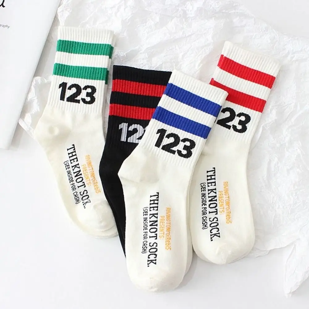 Breathable For Women Calf Socks Couple Stockings Sport Crew Socks 123 Number Socks Middle Tube Socks Women Socks Unisex Hosiery