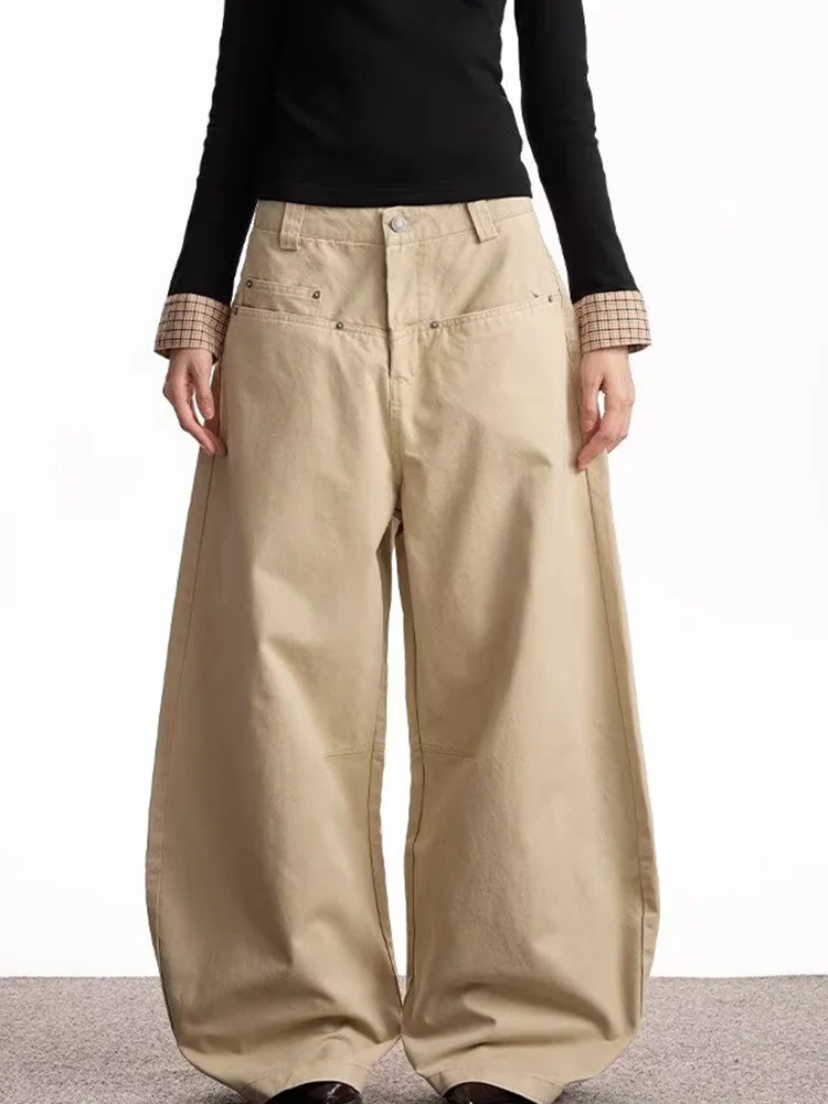 Y2K جينز واسع الساق للنساء عالي الخصر فضفاض أمريكي ريترو مستقيم سروال خريف وشتاء #6