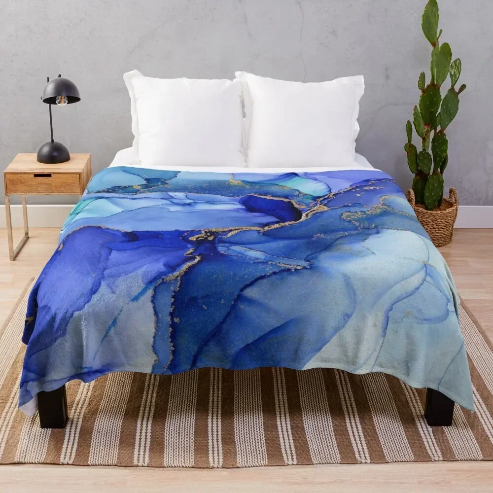 

Abstract Iris Blue Floral Ink Throw Blanket Polar Loose Blankets