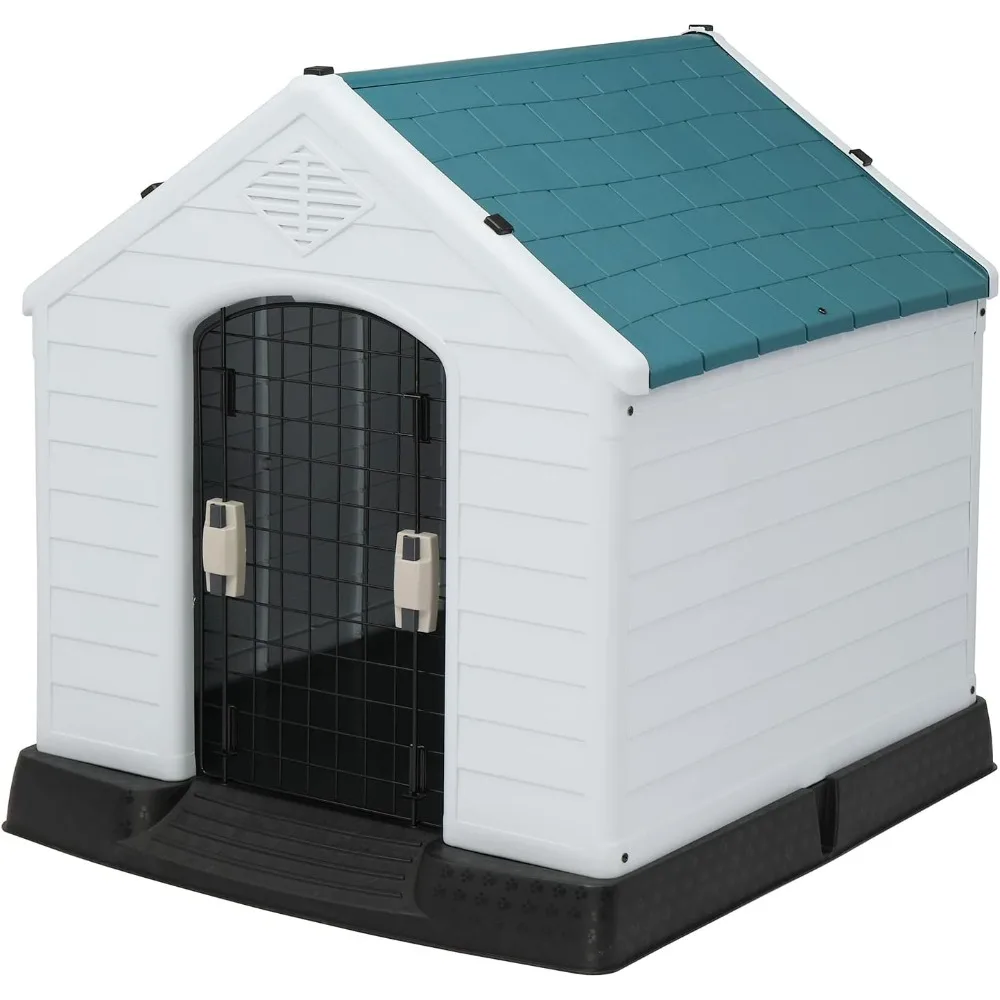 

Plastic Dog House, Pet Dog Kennel Water Resistant for Small Medium Sized Dogs with Door, Indoor & Outdoor Use