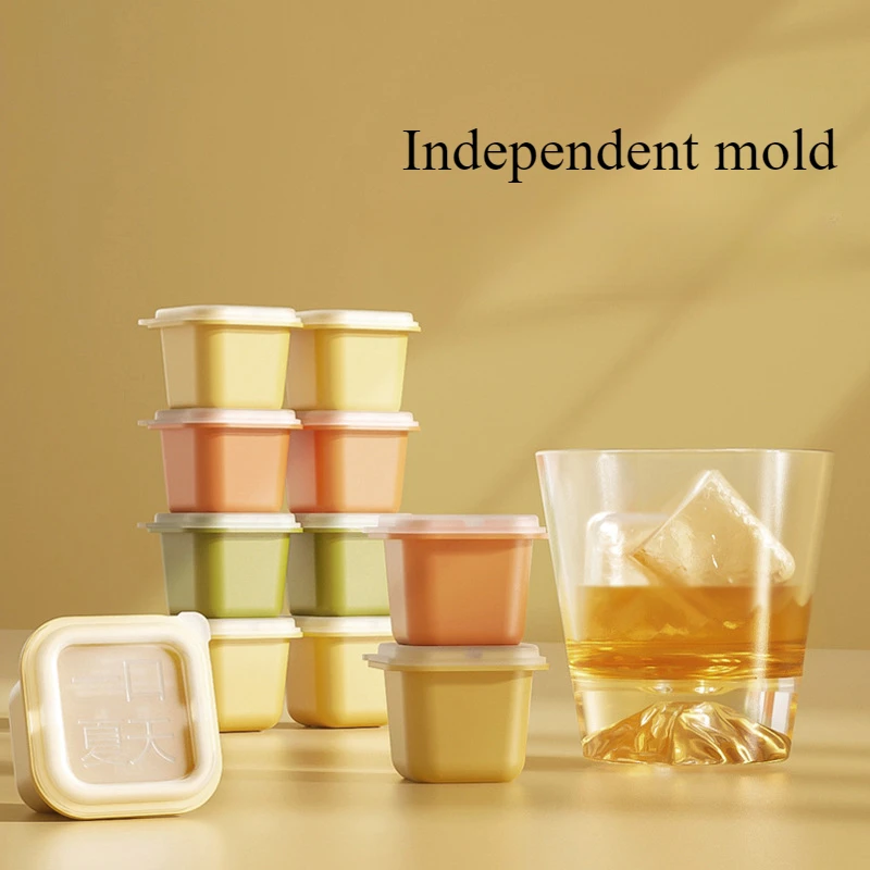 Reusable Ice Cube Maker with Stick Summer Individually Portioned Storage Box Cube Mould with Lid Ice Maker Kitchen Tools