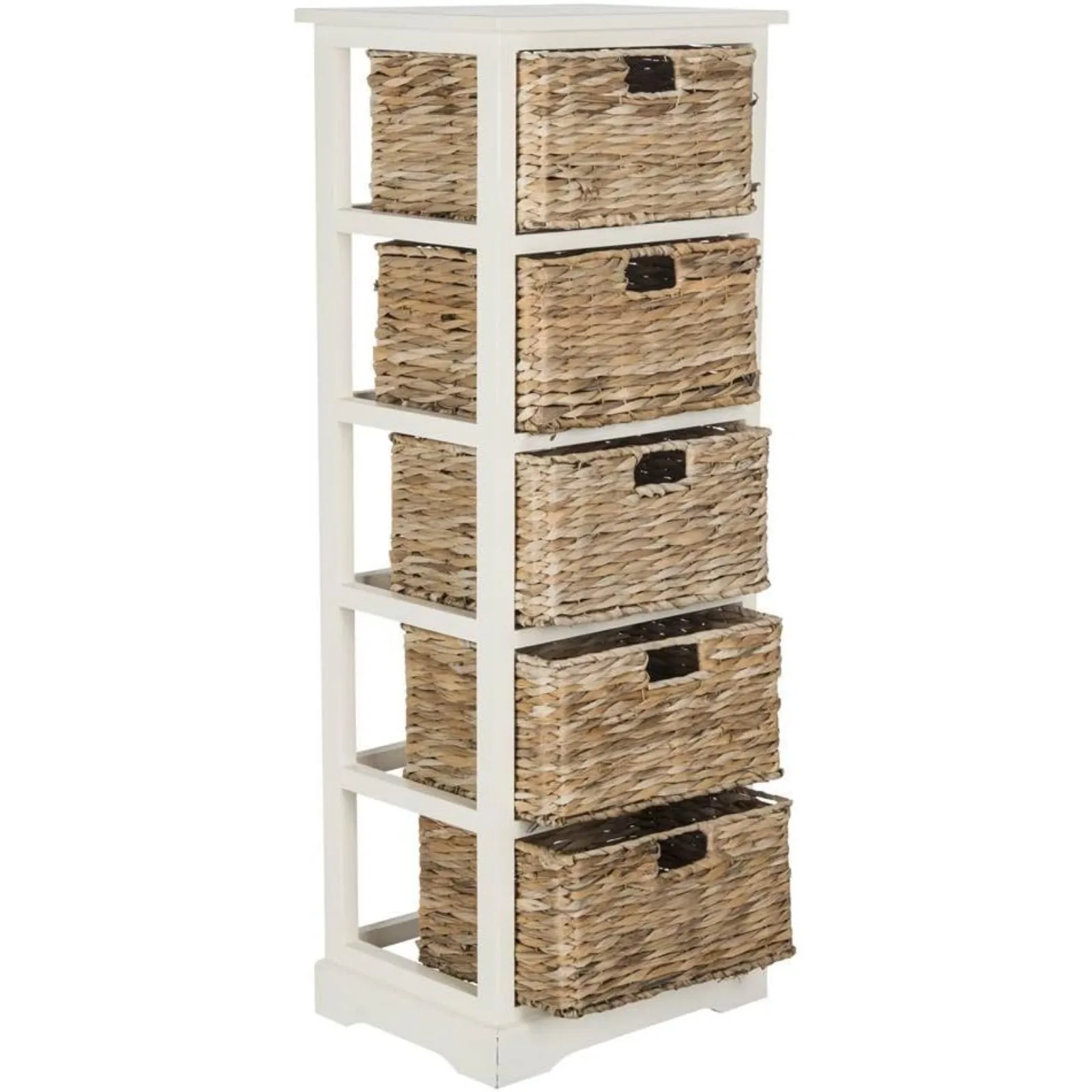 

US Home Collection Vedette Distressed White 5-Drawer Wicker Basket Storage Tower (Fully Assembled)