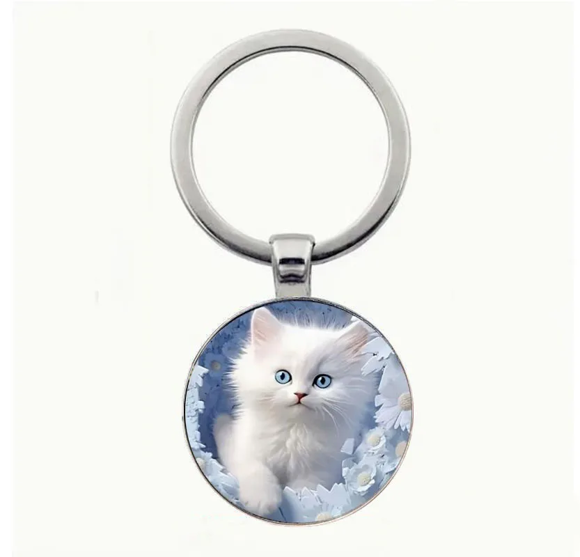 Брелок-с-изображением-милого-белого-кота-—-цинковый-сплав-прочный-и-идеально-подходит-для-ежедневного-использования-идеальный-подарок-для-любителей-кошек-ежедневный-аксессуар