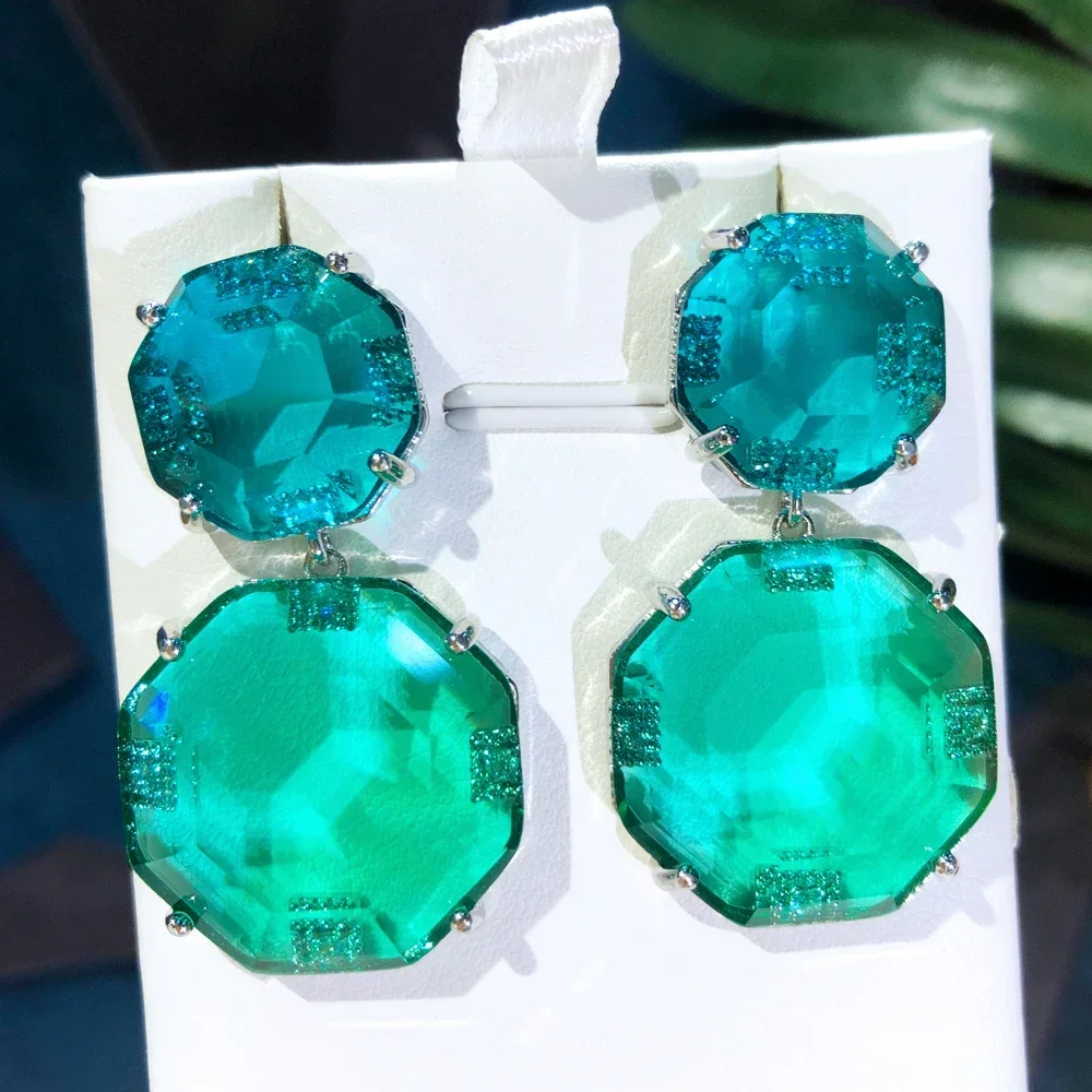 

Очаровательные роскошные зеленые висячие серьги Kellybola, полностью блестящие серьги с кристаллами Mirco, цирконием, Дубай, свадебные серьги-капли, модные украшения