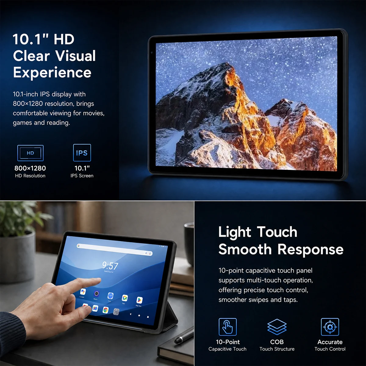 10.1'' Android 16 Tablet 8 Core Tablet 36(6+30)GB+128GB 1TB Expansion WiFi6 5MP+8MP Stylus Keyboard Mouse Headphone PC PAD Set