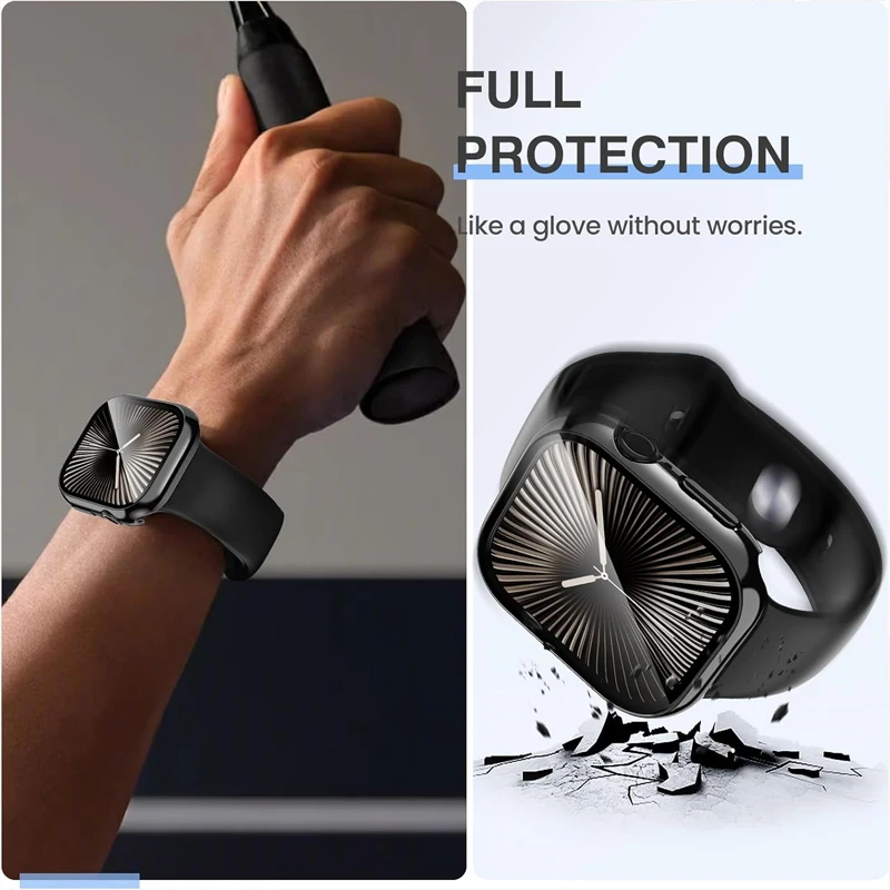 強化ガラス + カバー Apple watch シリーズ 11 10 9 6 SE3 7 8 5 ケース 46 ミリメートル 42 ミリメートル 45 ミリメートル 41 ミリメートル 44 ミリメートル 40 ミリメートルスクリーンプロテクターアクセサリー