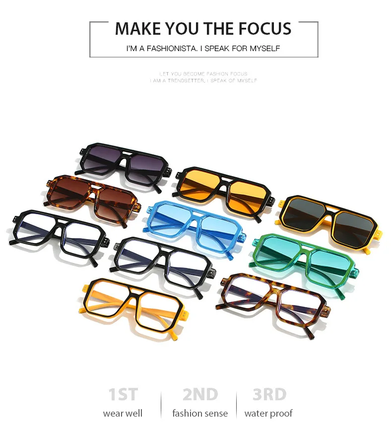 Neue Vintage Quadratische Sonnenbrille für Damen und Herren Marken-Rechteck-Sonnenbrille Ovale Brillen für Männer und Frauen – Detail 10
