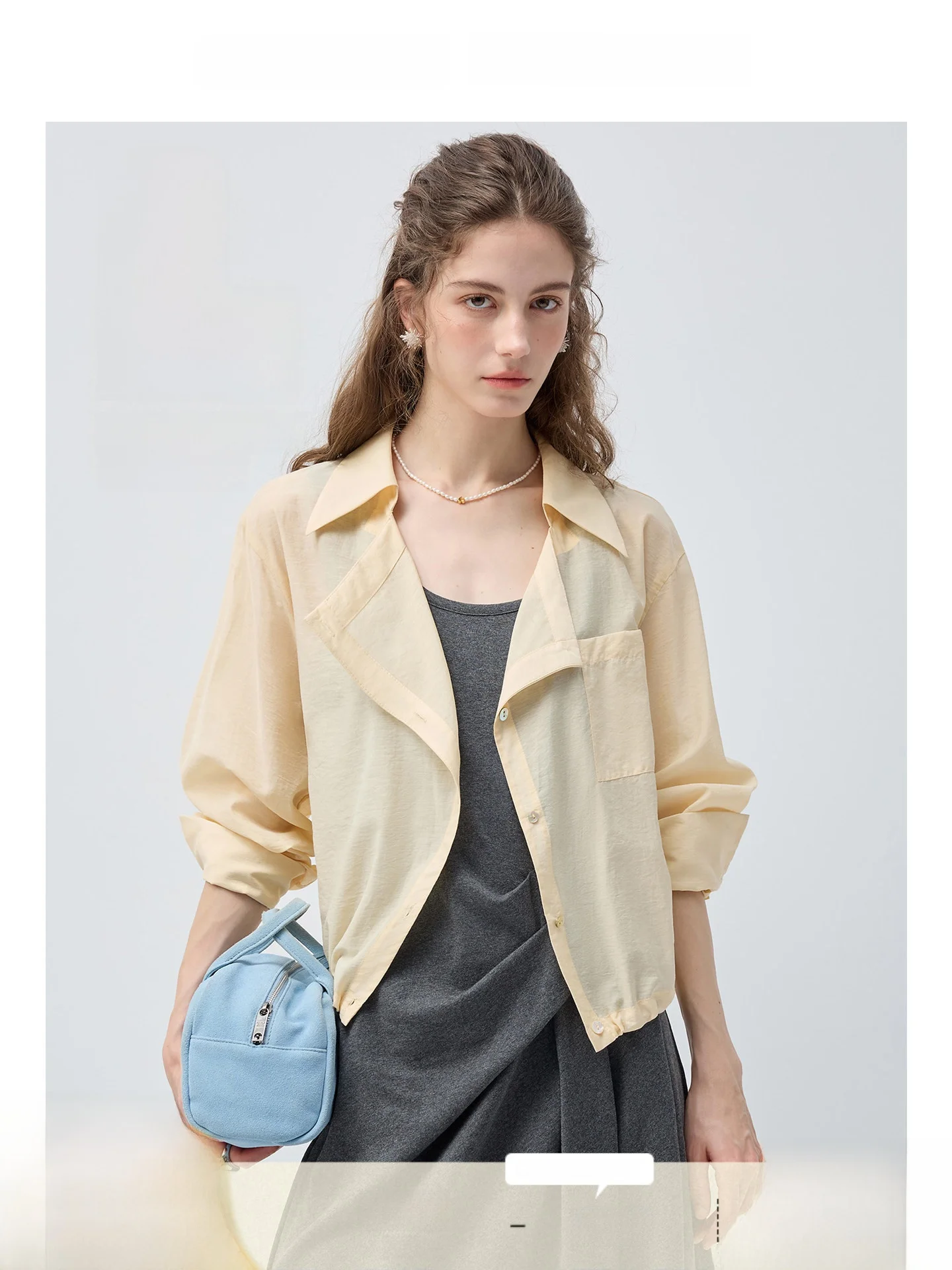 

plus Size Women's Short Collared Shirt Sun Protection Loose Fit Spring Outerwear Slimming Effect Casual Style Button up Jacket