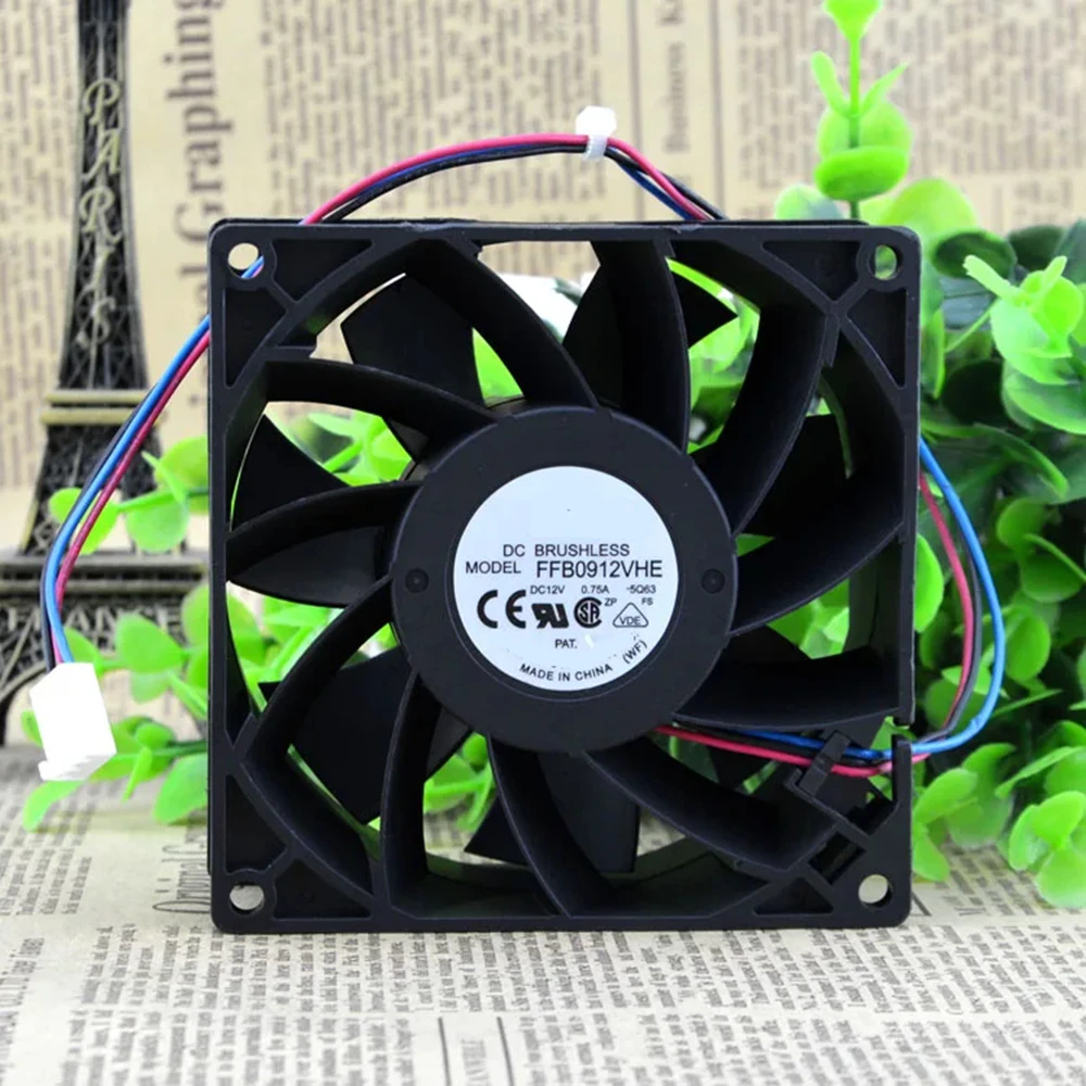 Новый охлаждающий вентилятор FFB0912VHE DC 12 В 0,75 А 9 см 9238 92 × 92 × 38 мм 3-контактный вентилятор