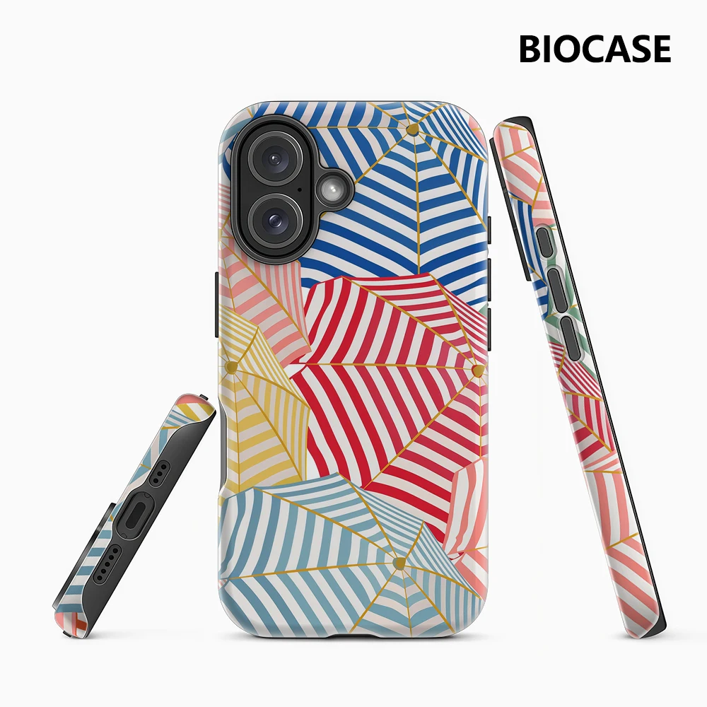 Bunte gestreifte Regenschirme IPhone 17 Must-Haves Handyhülle für IPhone 17 16 15 14 13 12 Pro Max Plus Doppelschichtige Rückseite