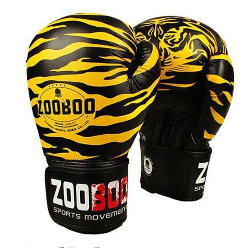 Guantoni da boxe con stampa tigre in pelle PU MMA uomo donna guanti da boxe da combattimento Kick Muay Thai Gym Training Boxing