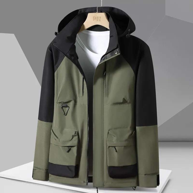 

Korean Splicing Men's Outdoor Jackets Autumn Windproof Hooded Jacket Fashion Windproof Casual Business Interchange Jacket 2025