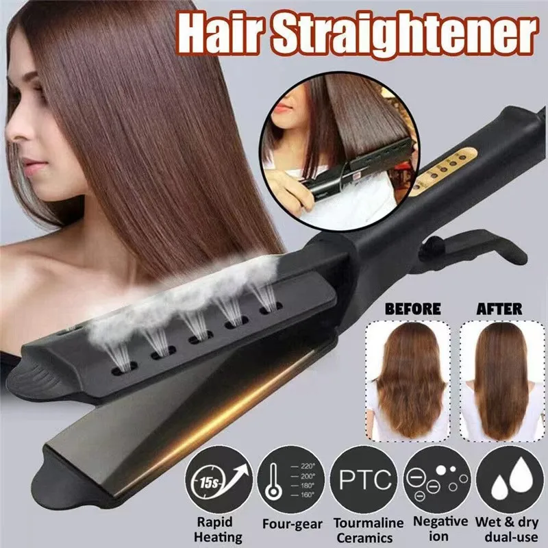 Styling Hair Straightener Hair Curler Tourmaline Ionic Flat Iron Widen Panel Ceramic Heating Plate Salon Styling Tool