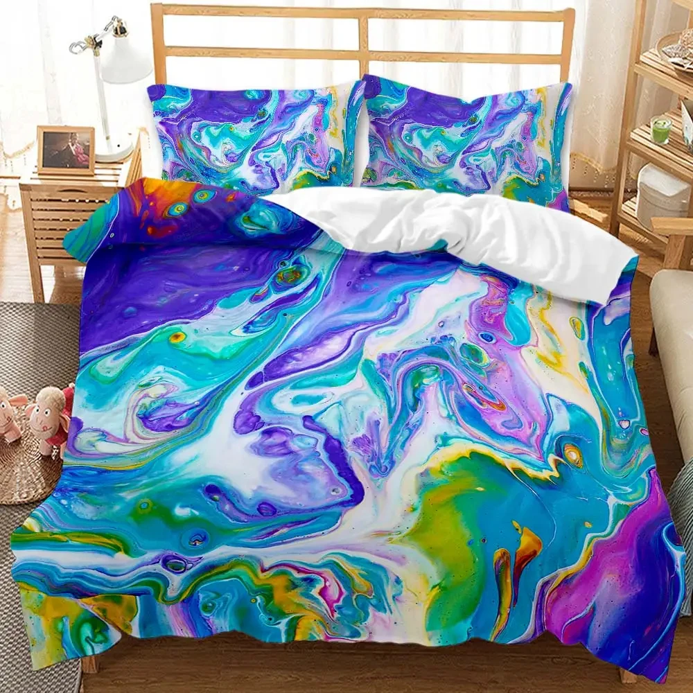 Marble Duvet Cover Set Tie Dye Modern Art Abstract Marble Bedding Set Twin Full Queen King Size Soft Microfiber Comforter Cover