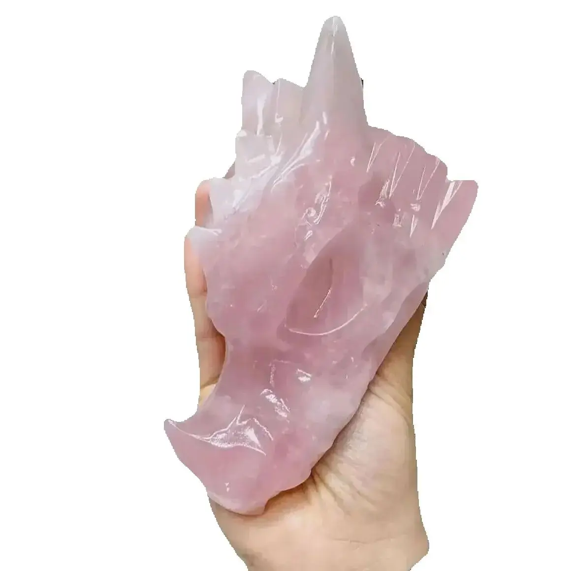 

Natural Pink Quartz Dragon, Cherry Blossom Pink Crystal Quartz Raw Stone Polished Dragon, Mineral Spiritual Healing