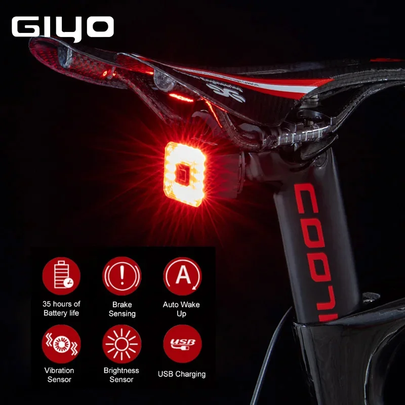 

NEW Bicycle Smart Tail Light Brake USB Charging Glare Tail Light Warning Light Mountain Bike Road Bike Bicycle Accessories