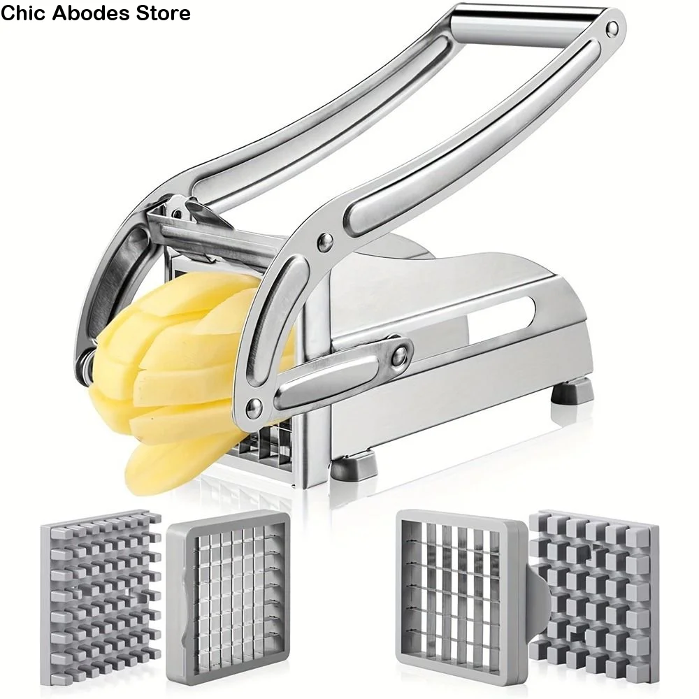 Durable Stainless Steel Manual Potato Cutter Silver 36/64 Hole Potato Slicer Rust-proof Vegetable Shredder for Home