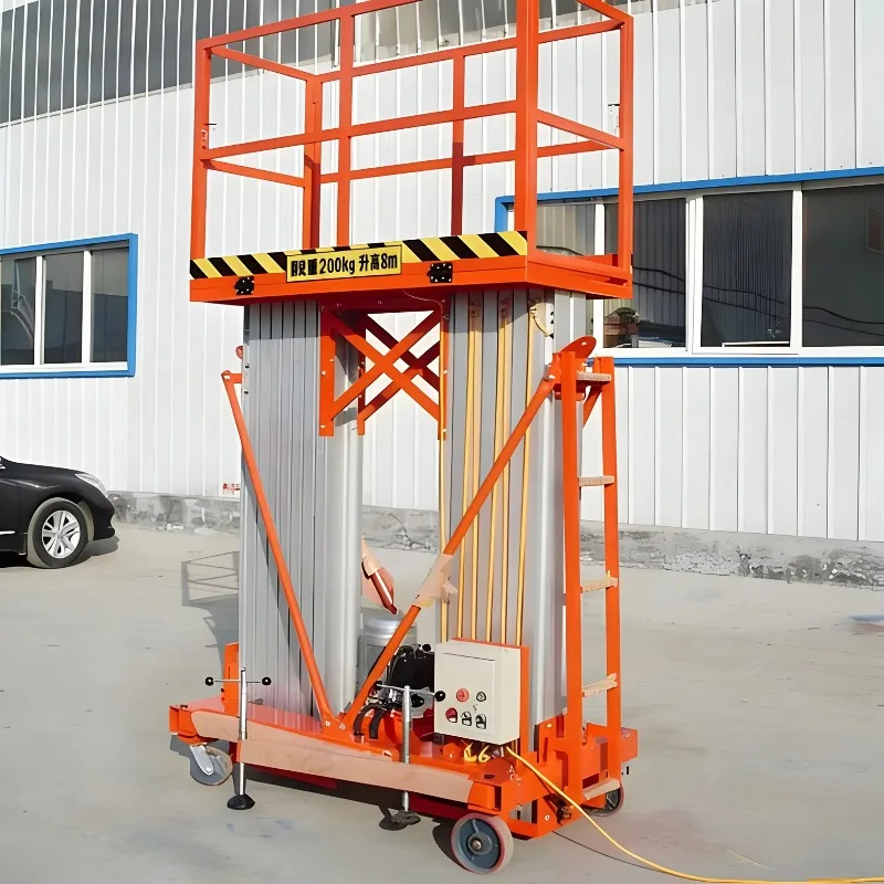 Aluminum Alloy Platform Lift Table Double Mast Hydraulic Lift with 6-12m Lifting Height and 500kg Load Capacity
