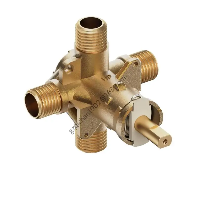 x7abソリッドブラス4ポートシャワーアダプターボディ05インチnptスレッドと圧力のバランスカートリッジposi温度に適しています