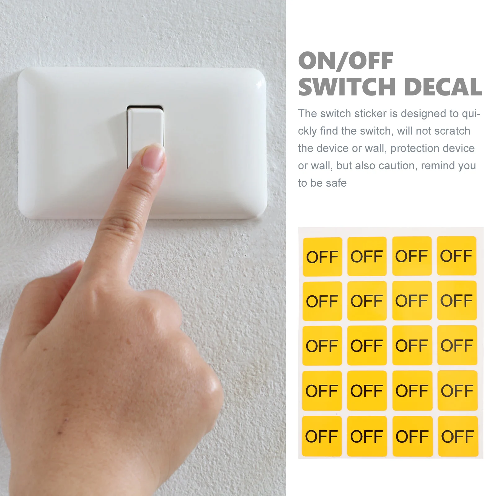 

20 Pcs Switch Button Warning Sticker Caution Luminous Stickers Fan Label Pvc Self-adhesive Device