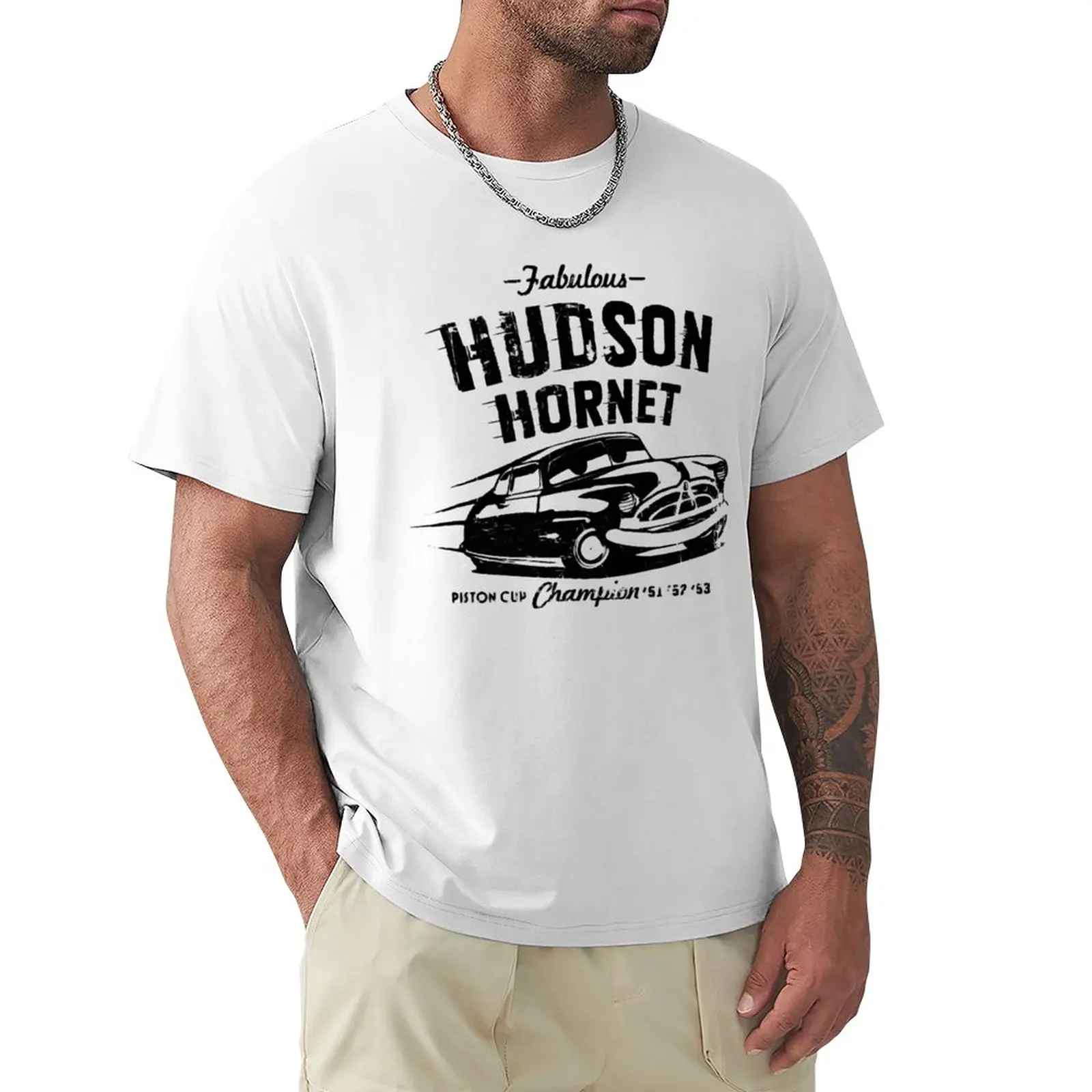 Cars Hudson Hornet Piston Cup Champion T-Shirt tees Short sleeve mens graphic t-shirts hip hop