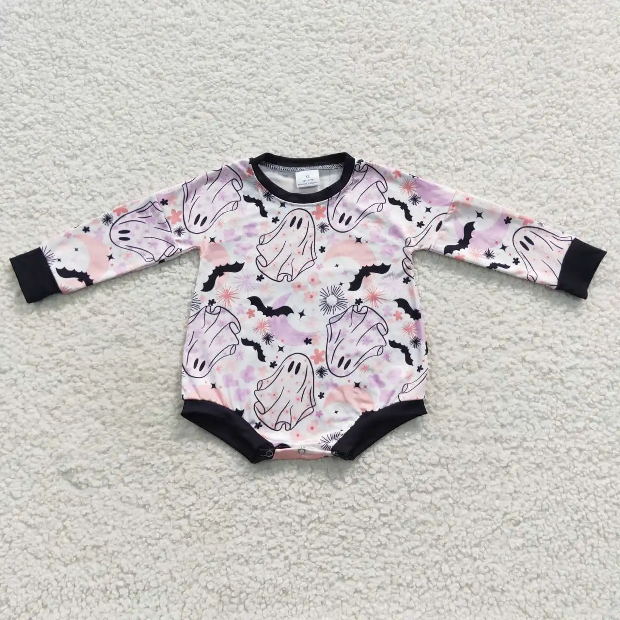 

Toddler Halloween Ghost Bats Floral Clothes Newborn Baby Girls Long Sleeves Snap Button Jumpsuit Kids Children Flower Romper