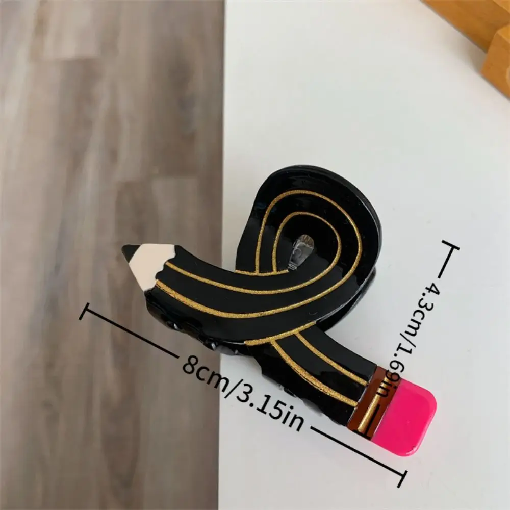 Lovely Y2k Pencil Shape Hair Claw Korean Style Cross Acetate Claw Clip Ponytail Holder Hair Accessories Pen Shark Clip Women