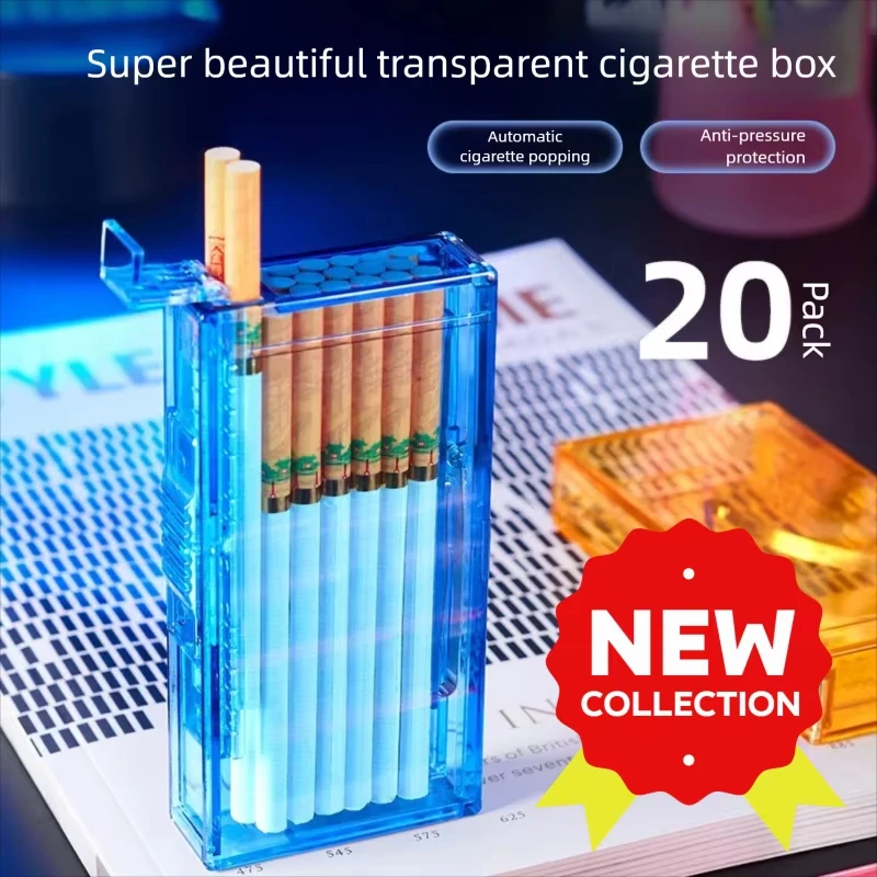 DHYH-7007， New style, with super high appearance, transparent, automatic cigarette popping, 20 fine cigarettes, cigarette box