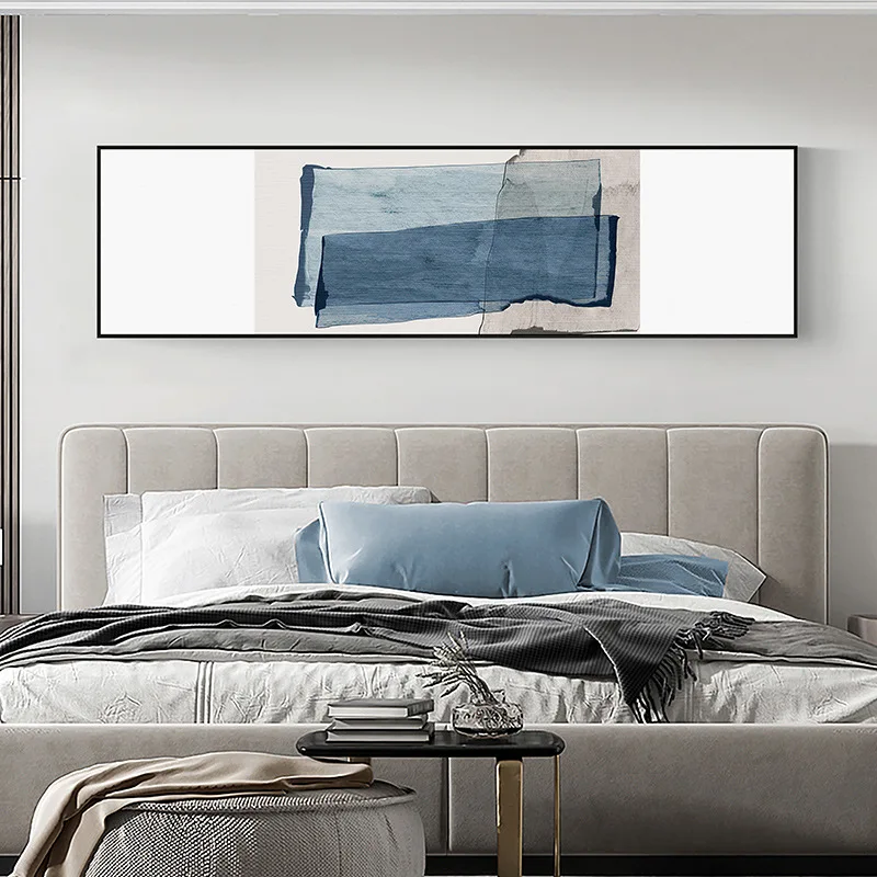 

Minimalist Abstract Decoration Hotel Hotel Bedroom Bedside Banner Blue Art Mural Crystal