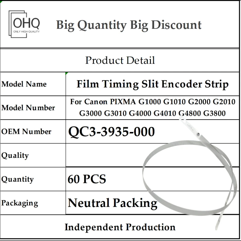 60X Film Timing Slit Encoder Strip for Canon QC3-3935-000 PIXMA G1000 G1010 G2000 G2010 G3000 G3010 G4000 G4010 G4800 G3800