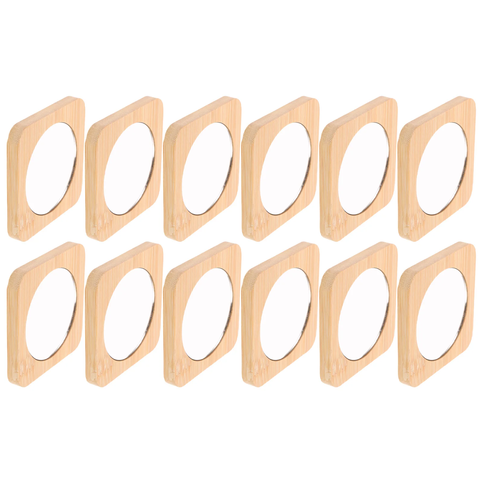 

12Pcs Bamboo Portable Makeup Mirror Compact Wood Handheld Mini Pocket Mirror Travel Purse Touch-Up Vanity Grooming